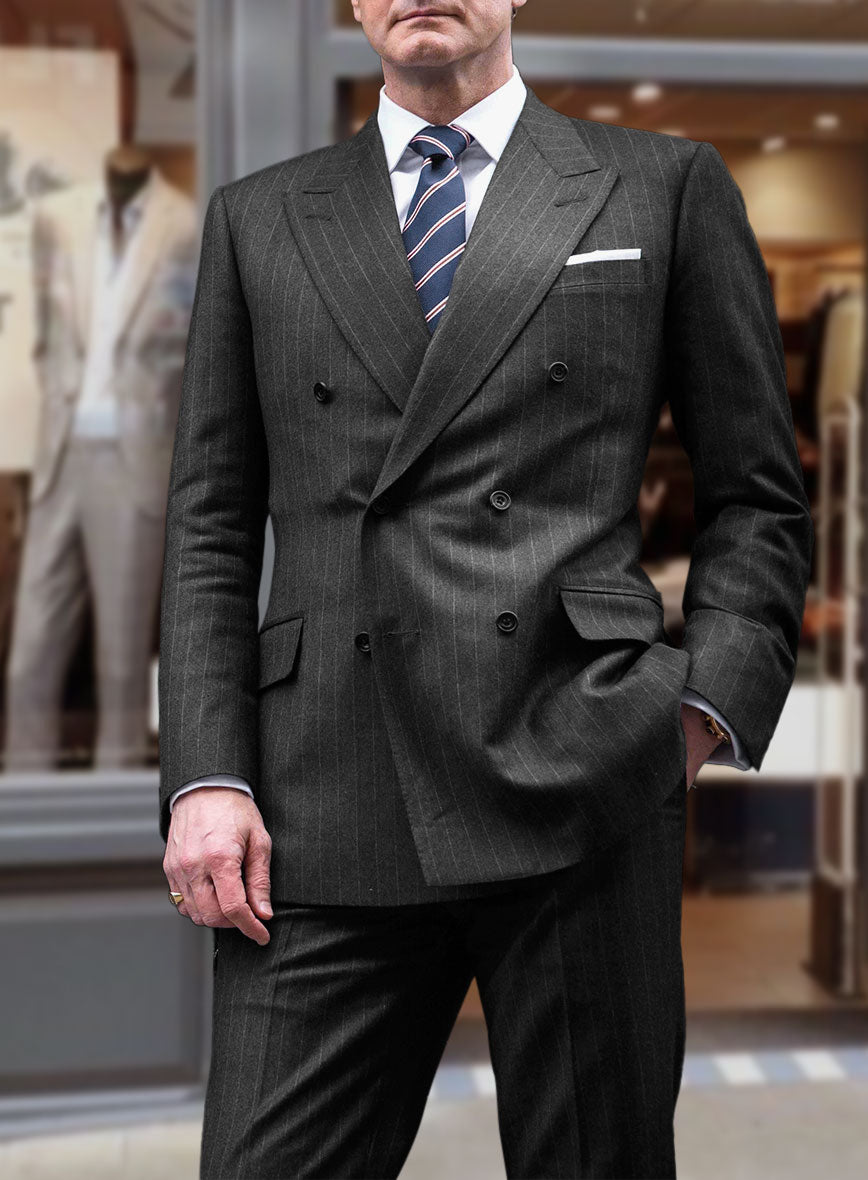 Kingsman Double Breasted Charcoal Stripe Suit