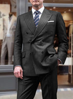 Kingsman Double Breasted Charcoal Stripe Suit - StudioSuits
