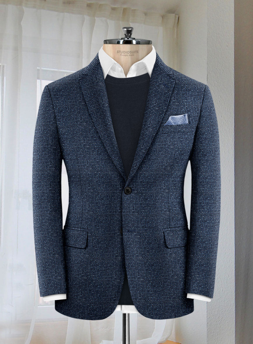 Lanificio Zegna Blue Basket Weave Jacket - StudioSuits