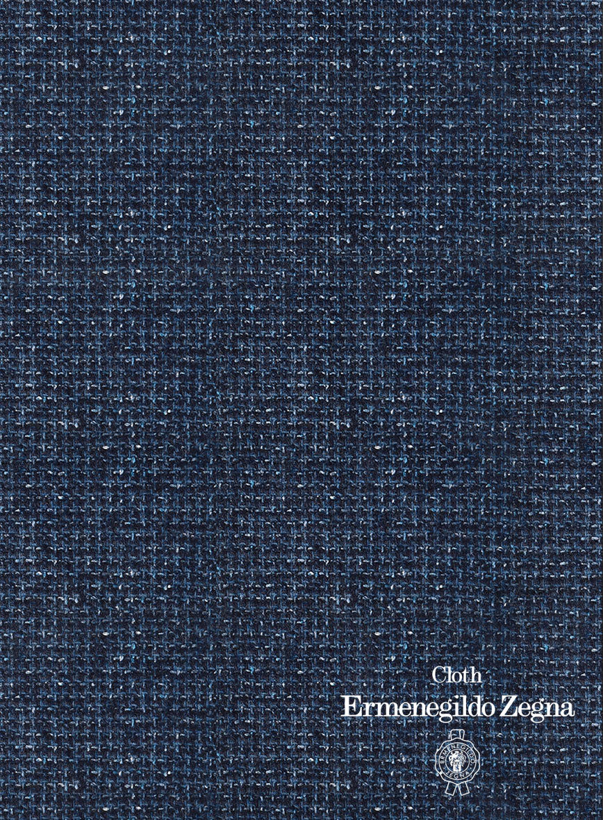 Lanificio Zegna Blue Basket Weave Jacket - StudioSuits