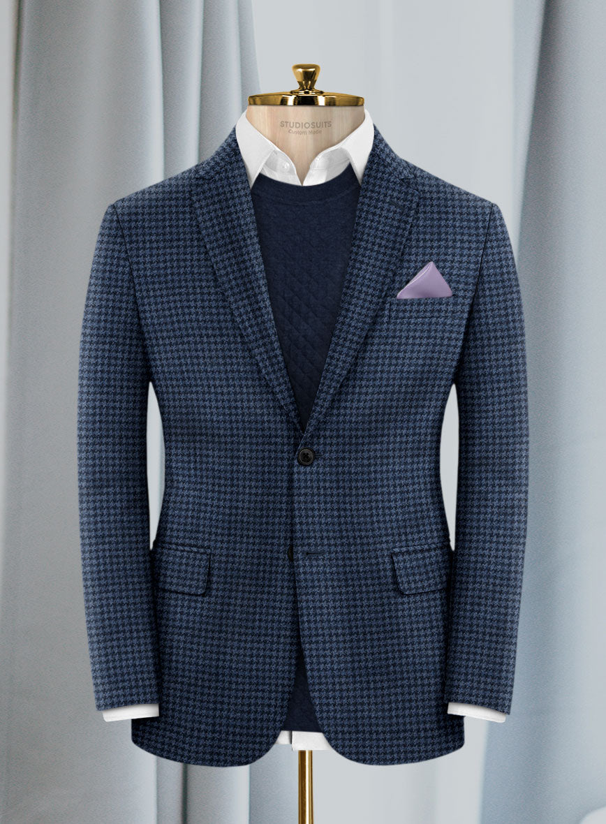Lanificio Zegna Trofeo Blue Houndstooth Cashmere Jacket - StudioSuits