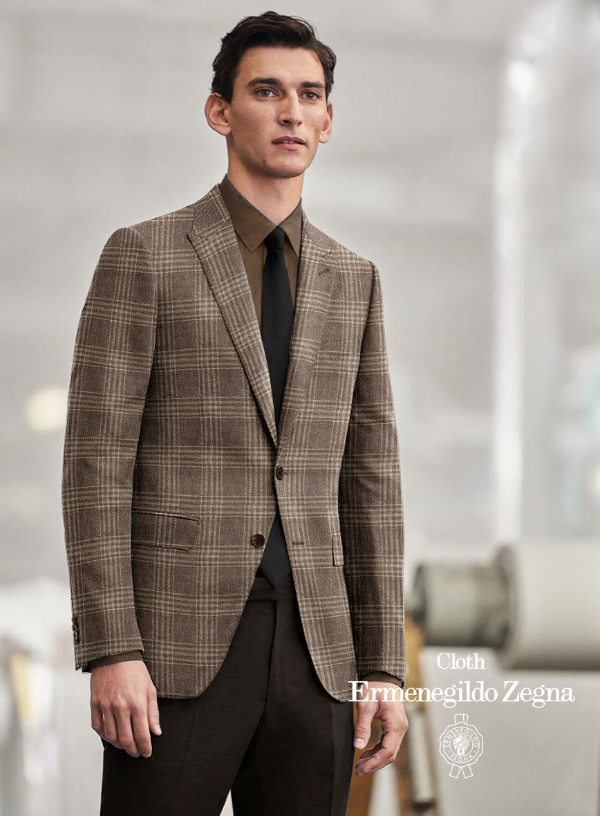 Lanificio Zegna Trofeo Brown Checks Cashmere Jacket – StudioSuits