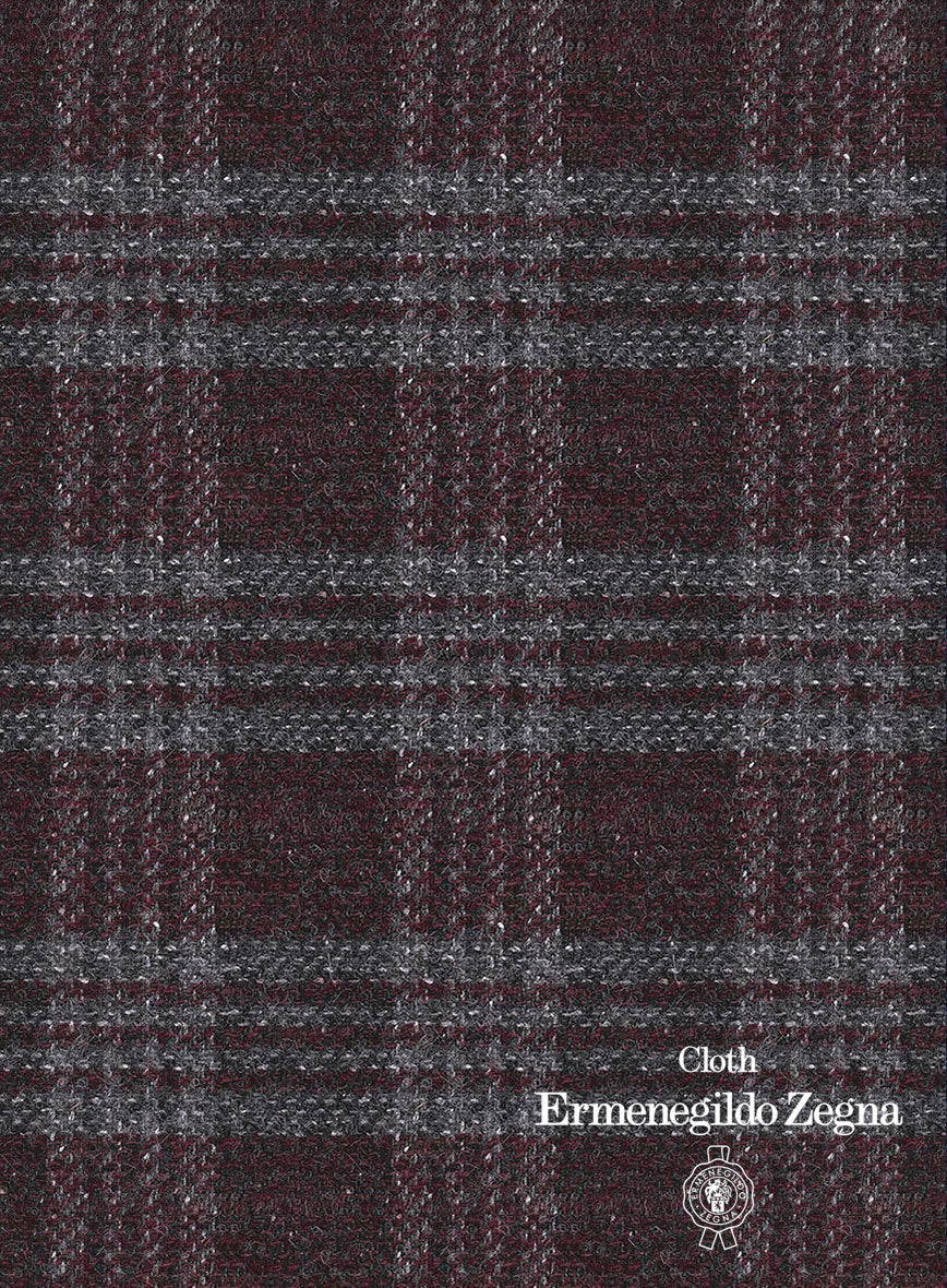 Lanificio Zegna Wine Plaid Alpaca Wool Jacket - StudioSuits