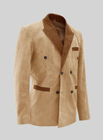 Latte Beige Suede Hampton Leather Blazer - StudioSuits