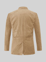 Latte Beige Suede Leather Blazer - StudioSuits