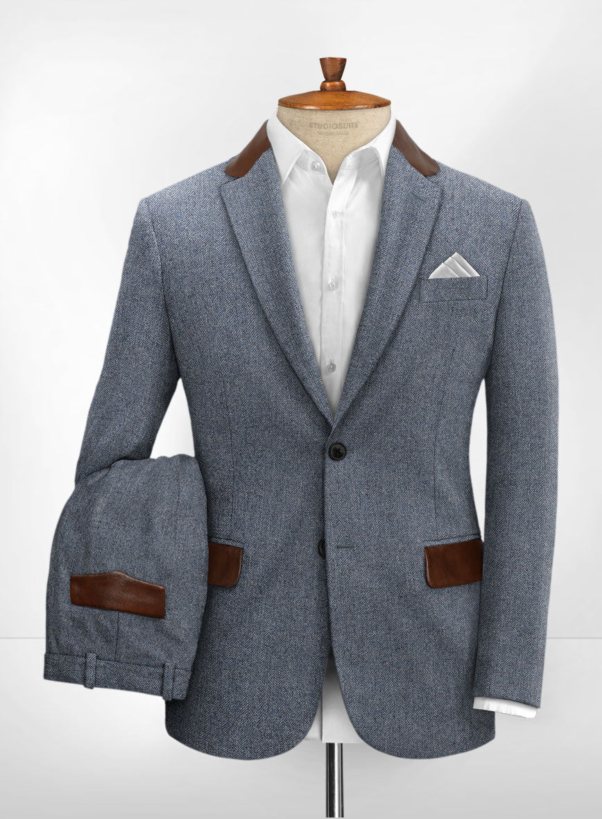 Leather Trim Tweed Suit - StudioSuits