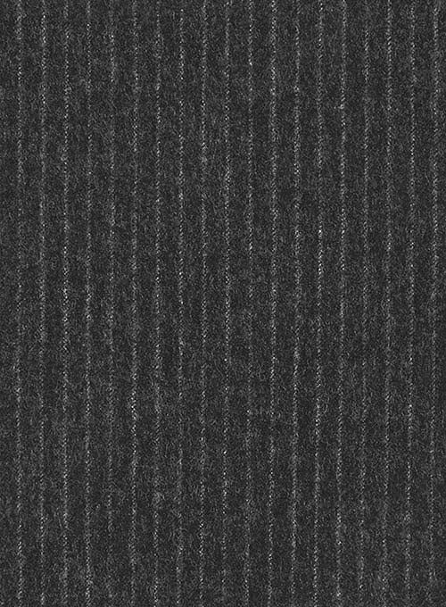 Light Weight Charcoal Stripe Tweed Pea Coat - StudioSuits