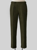 Naples Dark Green Highland Tweed Trousers - StudioSuits