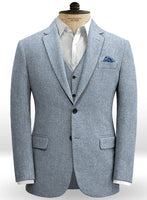 Light Blue Denim Tweed Suit - StudioSuits