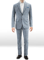 Light Blue Denim Tweed Suit - StudioSuits