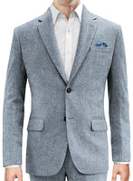 Light Blue Denim Tweed Suit - StudioSuits