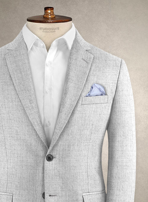 Light Gray Flannel Wool Jacket - StudioSuits