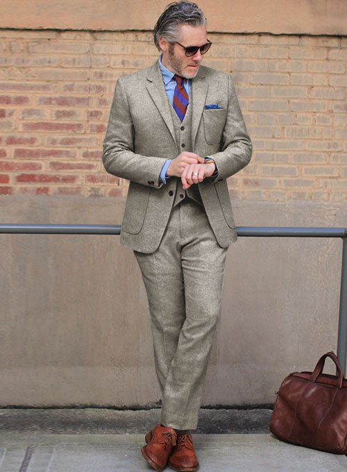 Light Weight Brown Tweed Suit- Ready Size - StudioSuits