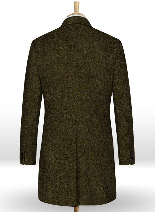 Light Weight Melange Green Tweed Overcoat - StudioSuits