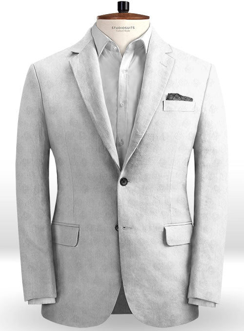 Linen White Motif Jacket - StudioSuits