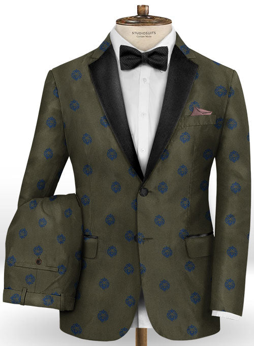 Lion Olive Wool Tuxedo Suit - StudioSuits