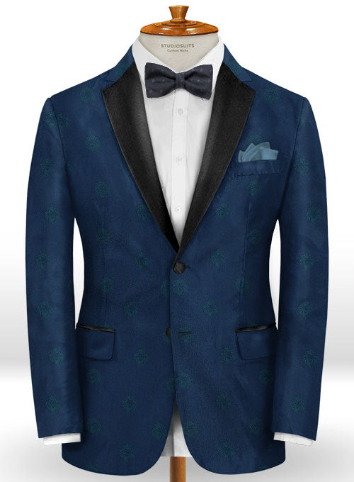 Lion Prussian Blue Wool Tuxedo Jacket - StudioSuits