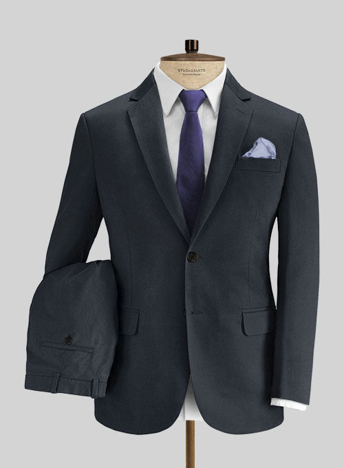 Loro Piana Dark Navy Cotton Suit - StudioSuits