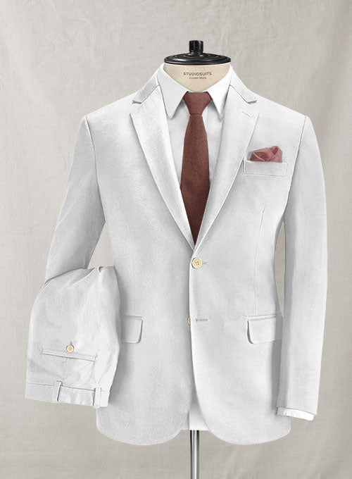 Loro Piana White Cotton Suit - StudioSuits