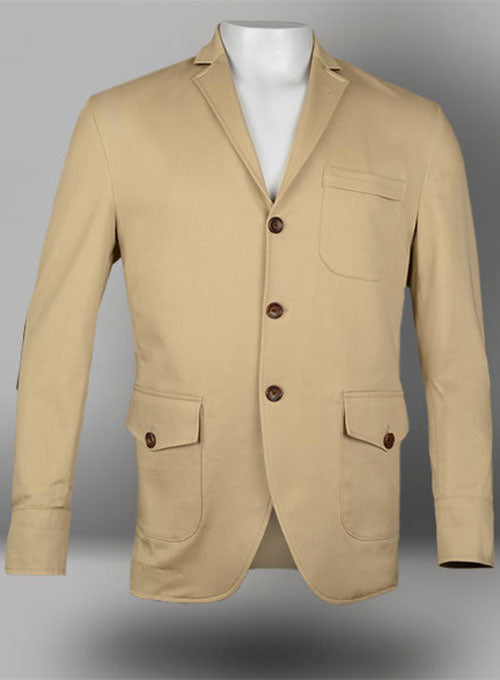 Light Beige Super Cotton Stretch Jacket with Trim - StudioSuits