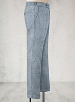 Light Blue Denim Highland Tweed Trousers - StudioSuits