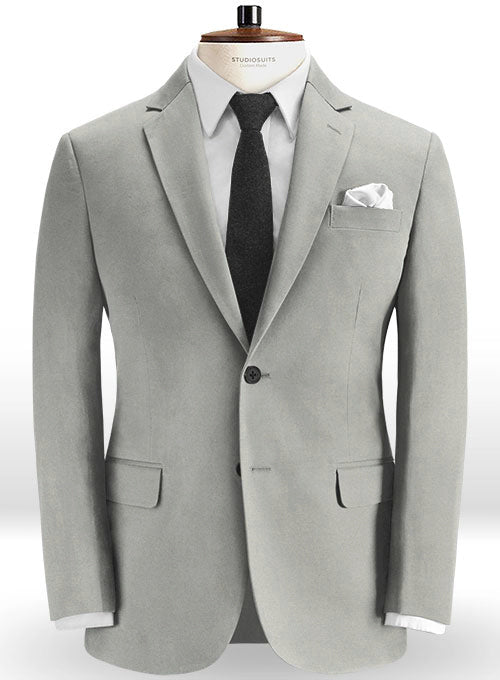 Light Gray Feather Cotton Canvas Stretch Suit - Ready Size - StudioSuits