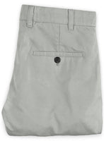 Washed Light Gray Feather Cotton Canvas Stretch Chino Pants - StudioSuits