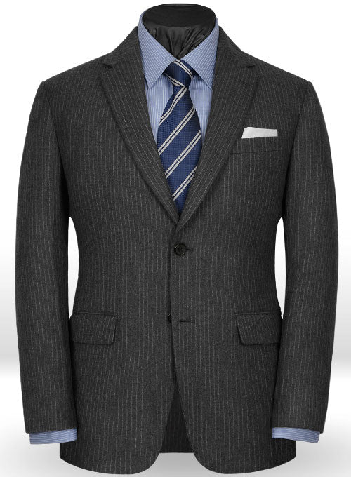 Light Weight Charcoal Stripe Tweed Jacket - StudioSuits