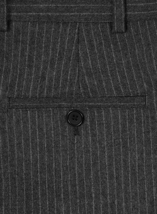 Light Weight Charcoal Stripe Tweed Pants - StudioSuits
