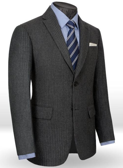 Light Weight Charcoal Stripe Tweed Suit- Ready Size - StudioSuits