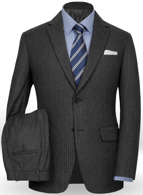 Light Weight Charcoal Stripe Tweed Suit - StudioSuits