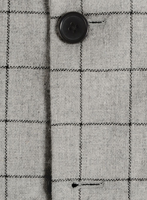 Light Weight Checks Light Gray Tweed Suit- Ready Size - StudioSuits