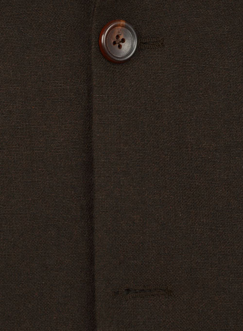 Light Weight Deep Brown Tweed Jacket - Leather Trims - StudioSuits