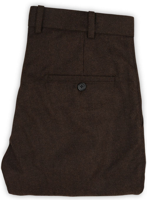 Light Weight Deep Brown Tweed Pants - StudioSuits