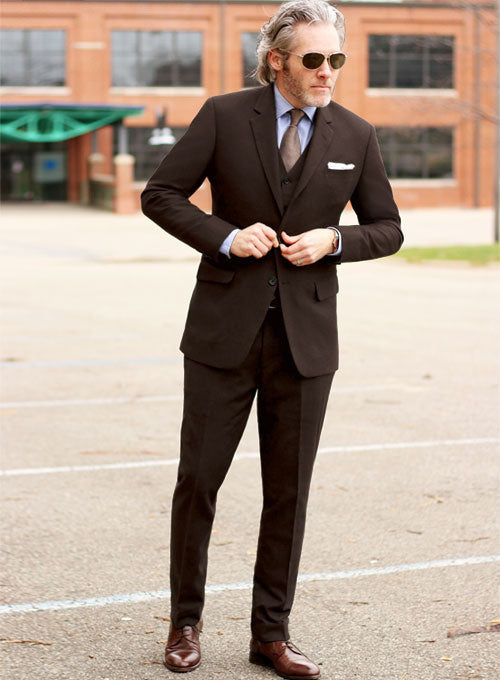 Light Weight Deep Brown Tweed Suit - StudioSuits