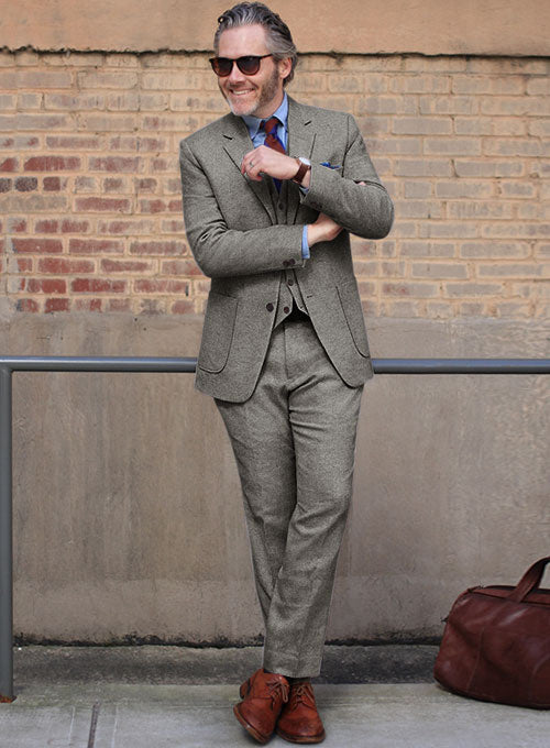 Light Weight Dark Gray Tweed Suit - Ready Size - StudioSuits