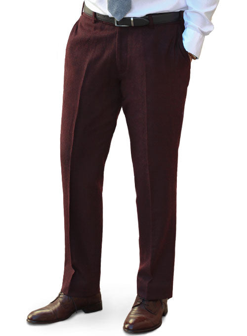 Light Weight Dark Maroon Tweed Pants - StudioSuits