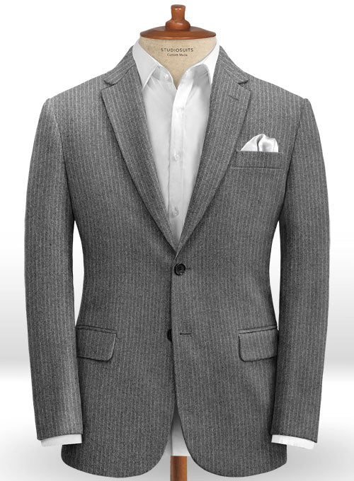 Light Weight Gray Stripe Tweed Jacket - StudioSuits