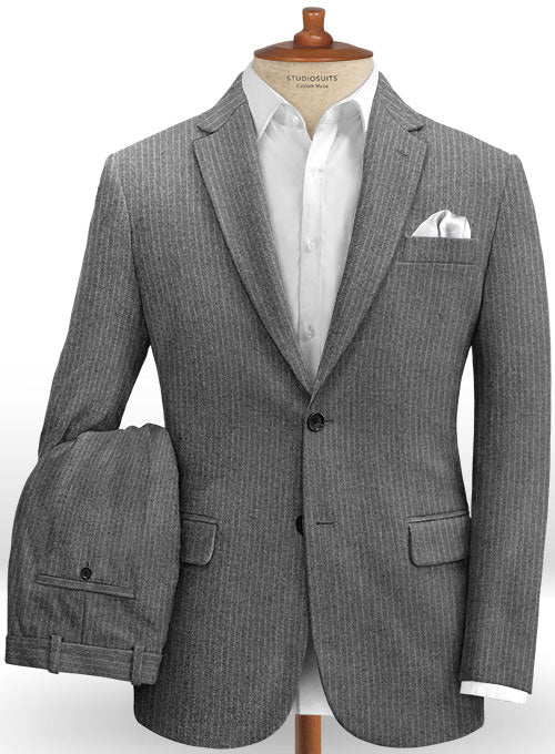 Light Weight Gray Stripe Tweed Suit - StudioSuits