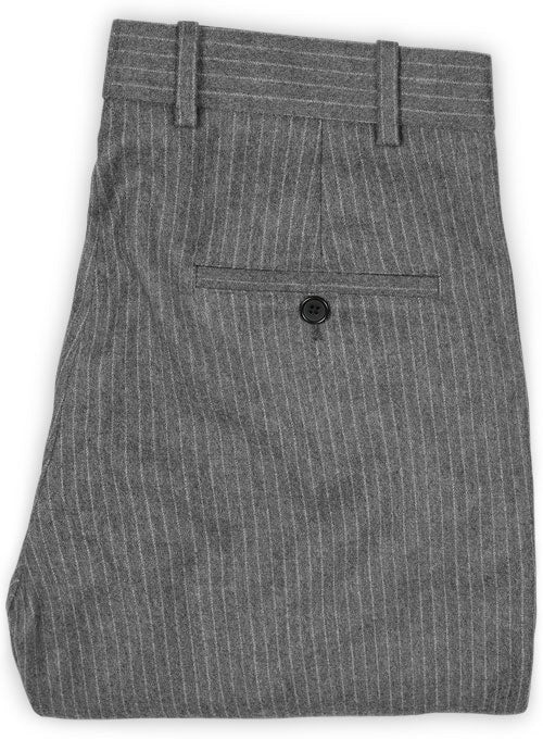 Light Weight Gray Stripe Tweed Pants - 32R - StudioSuits
