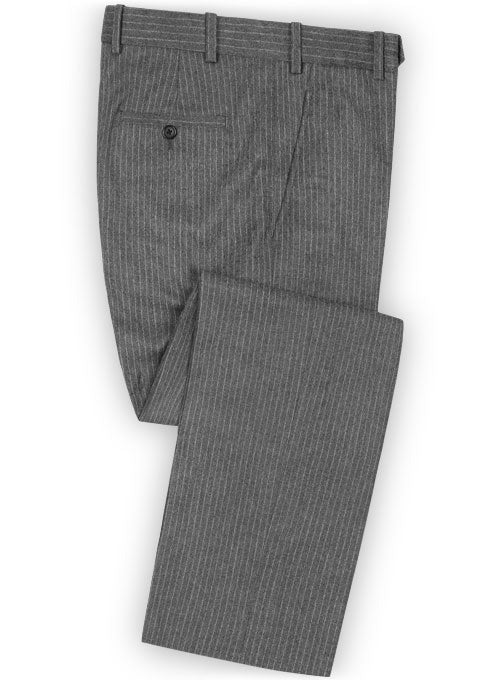 Light Weight Gray Stripe Tweed Pants - 32R - StudioSuits