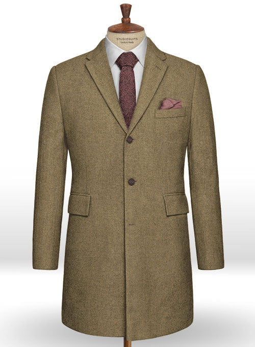 Light Weight Melange Brown Tweed Overcoat - StudioSuits