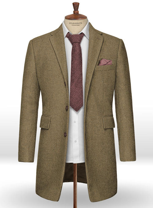 Light Weight Melange Brown Tweed Overcoat - StudioSuits