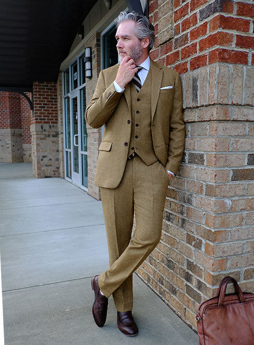 Light Weight Melange Brown Tweed suit- Ready Size - StudioSuits