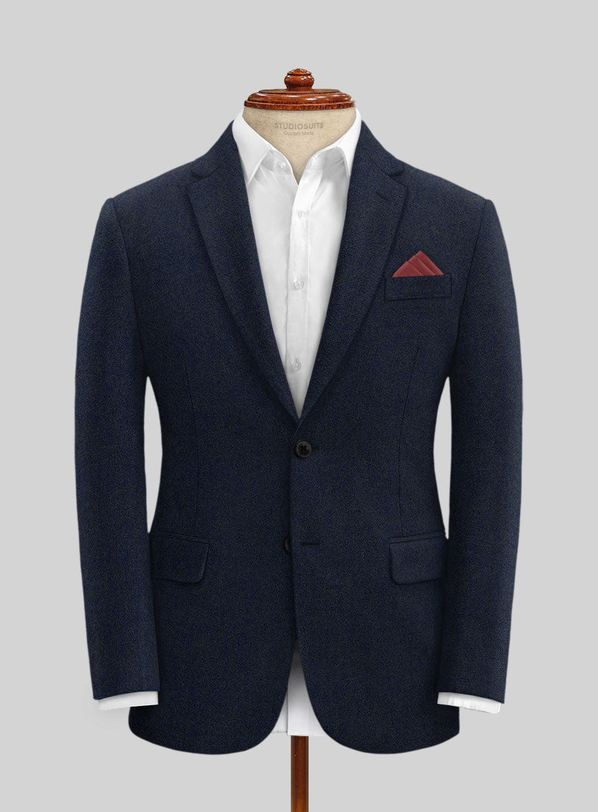 Light Weight Melange Dark Blue Tweed Jacket - StudioSuits