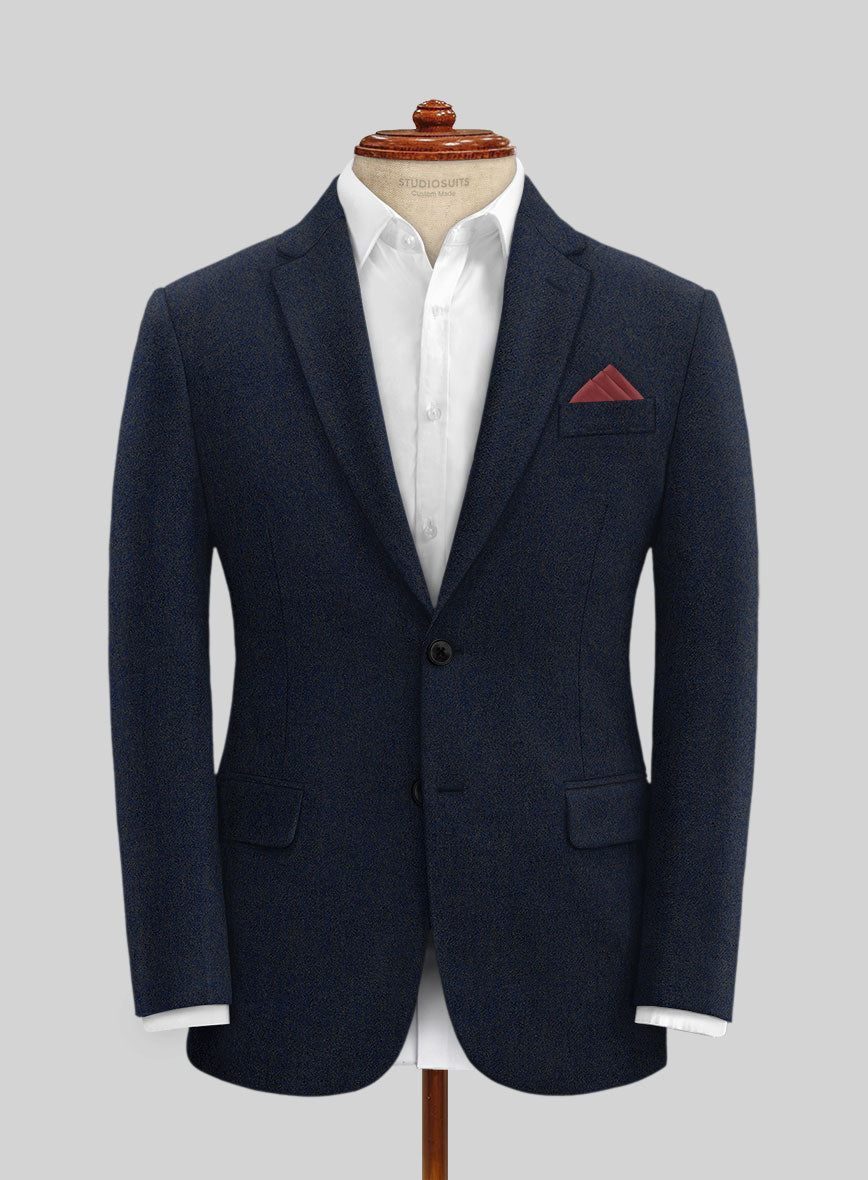 Light Weight Melange Dark Blue Tweed Suit - StudioSuits