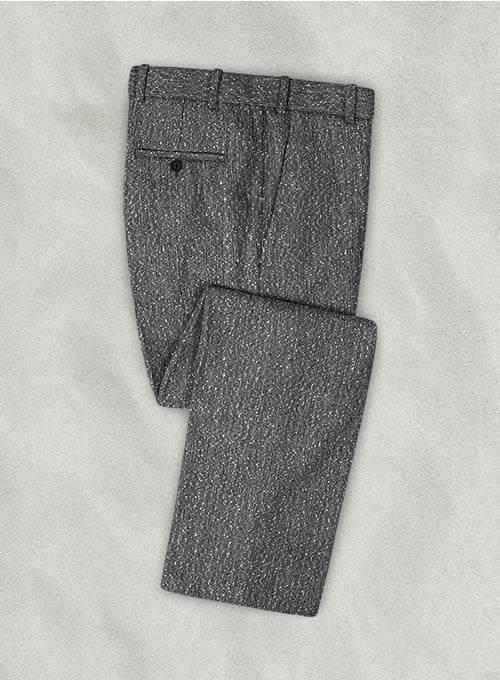 Light Weight Slubby Black Tweed Pants - StudioSuits