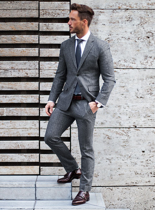 Light Weight Slubby Blue Tweed Suit - Ready Size – StudioSuits