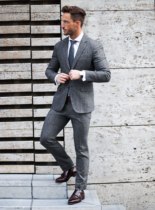 Light Weight Slubby Blue Tweed Suit - Ready Size - StudioSuits