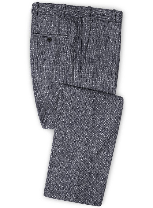 Light Weight Slubby Blue Tweed Pants - StudioSuits